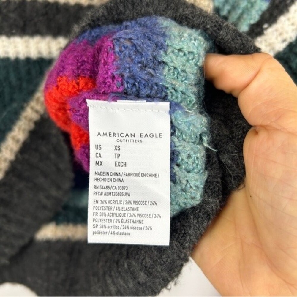 American Eagle strip pullover sweater cropped XS - Picture 6 of 6